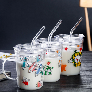 Custom gift transparent double drink glass straw bottle