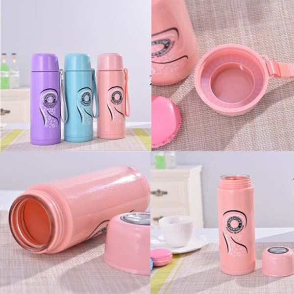Double glass water bottle drop portable with simple ironing belt rope 