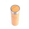 Travel Bamboo Tumbler Sport Water Bottle Insulated Infuser Stainless Steel Thermos Tea Bottle with Lid
