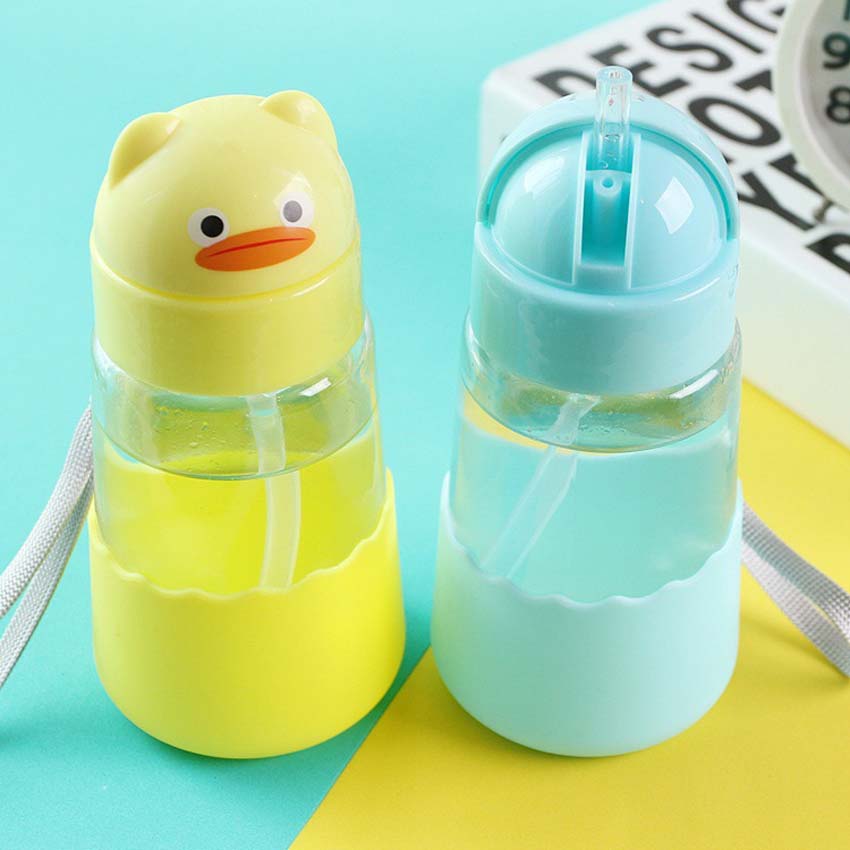 High Temperature Resistant Glass BPA Free Borosilicate Glass Bottle Cartoon Creative Fashion Cover Water Bottle