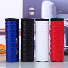 New Business Diamond Straight Cup Double Stainless Steel Thermal Insulation Cup Car Cup Car-borne Thermal Insulation Bottle