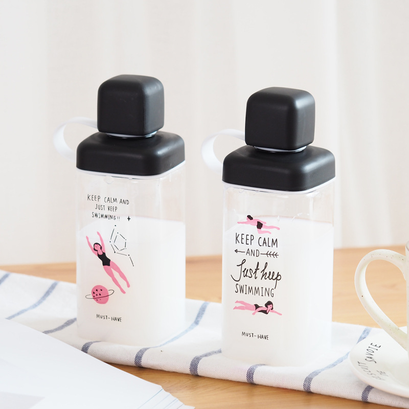 Portable Ps Plastic Cup Square Shaped Water Bottle Labels