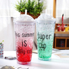 Summer hot selling beach Freezing Gel ice cream cup wholesale reusable custom logo plastic cup with lid and straw