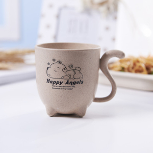 Budding cartoon wheat cat tail children cute wind creative coffee milk four feet cup