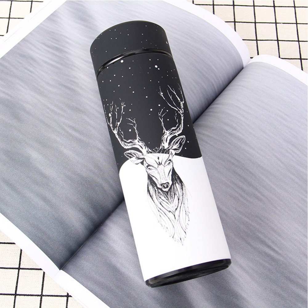 Coffee Thermos Bottle Deer Pattern 304 Stainless Steel Vacuum Flask Tea Cup Thermal Mug Travel Thermos Mug