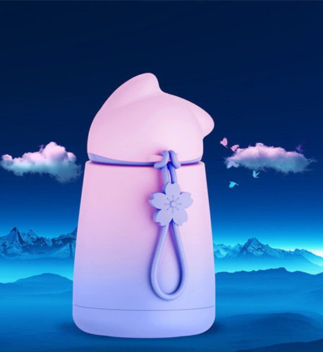 Cartoon Creative Cat Water Bottle Thermal Insulation Stainless Steel Student Women Office Outdoor Portable Drinking Bottle