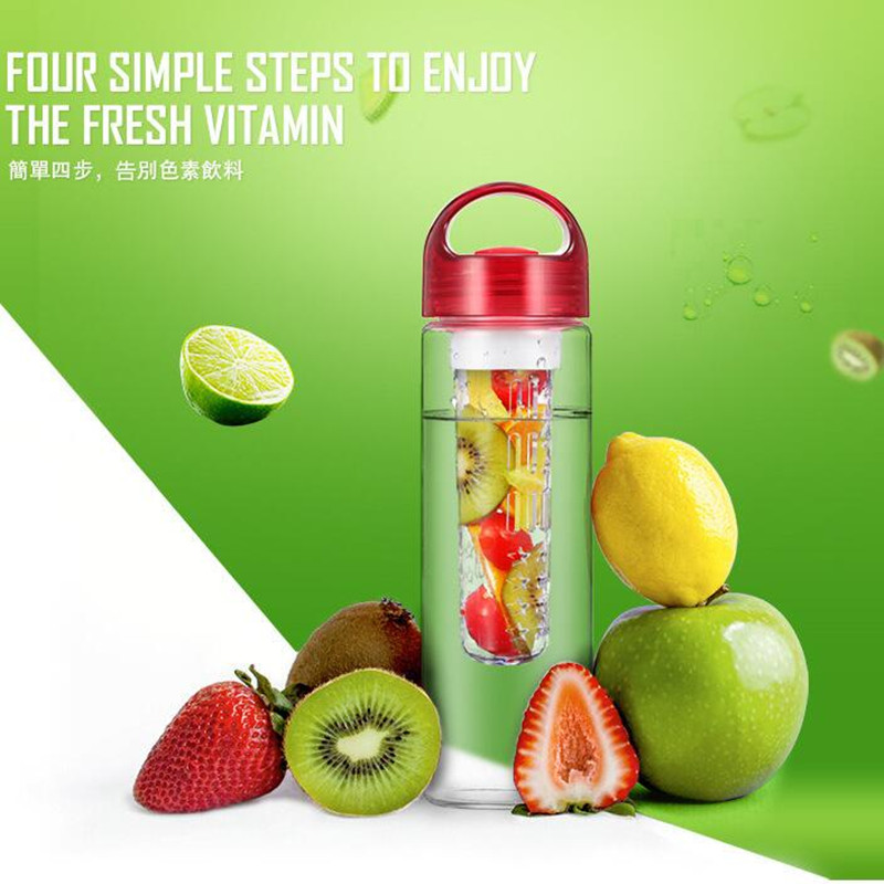 Eco friendly tritan fruit infuser water bottle with silicone grip
