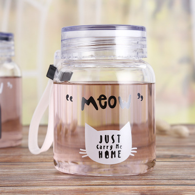Manufacturer's Direct Sale Glass Convenient Lifting Belt Type Small Printed Water Cup Wholesale