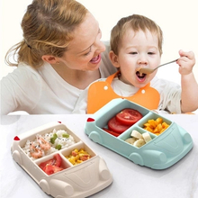 Car Shaped Lunch Box Bamboo Material, Colorful Bamboo Fiber Lunch Box For Kids