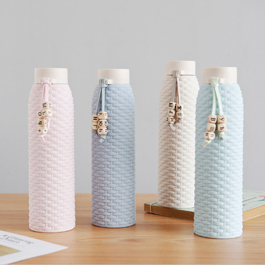 Double wall thick biodegradable glass water bottle with rope
