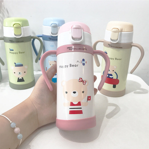 Outdoor sports children's straw insulation cup creative stainless steel children cartoon Cup wholesale