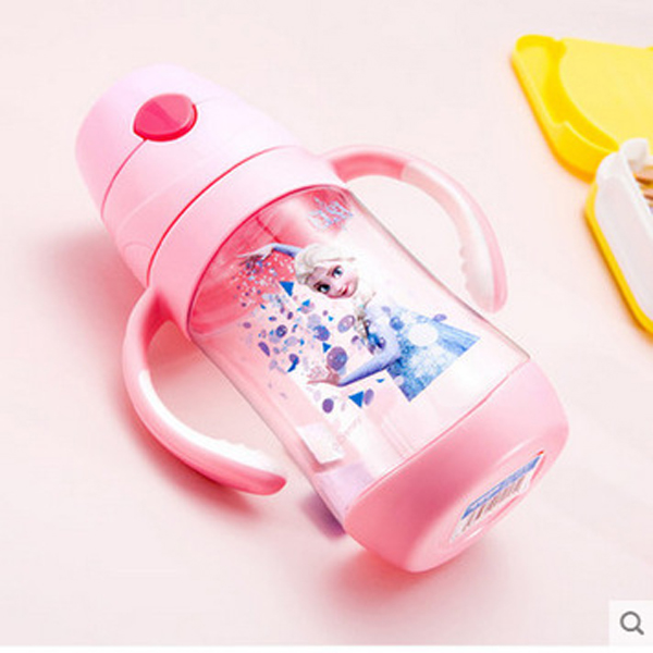 Disney Straw Cup summer elementary school kindergarten children's plastic straw portable leakproof Cold water cup