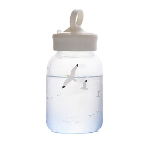 New creative Cute glass Korean edition schoolgirl ins small fresh portable scrub transparent glass water cup wholesale
