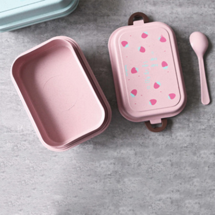 Eco-friendly Wheat Straw Plastic Custom Printed Bento Lunch Box Leak Proof Box