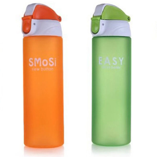 Outdoor plastic sports water bottle Press-type bullet cover gift kettle 