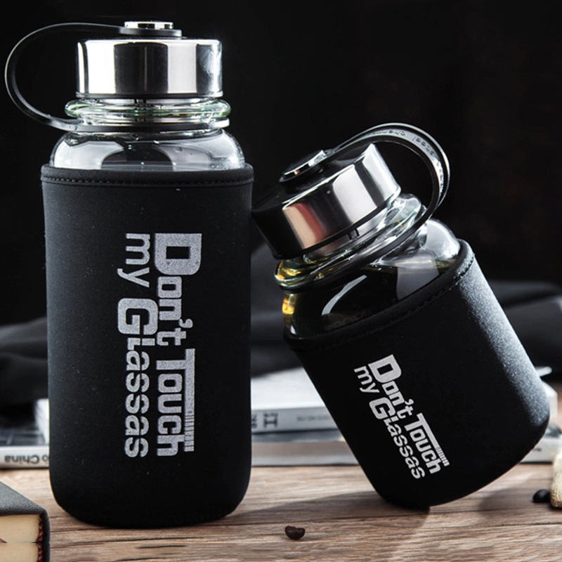 Large-capacity Glass Creative Portable Sports Hand Bottle with Filter Cover Cup Factory Direct Wholesale