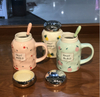 Cute Cartoon Ceramics travel Coffee mug set with spoon 
