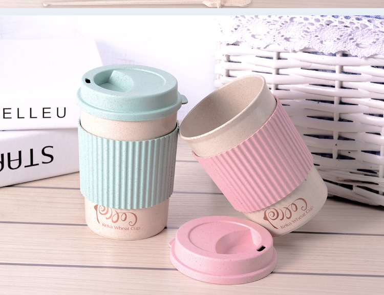 500ml/450ml/350ml wheat straw Coffee mug with silicon holder