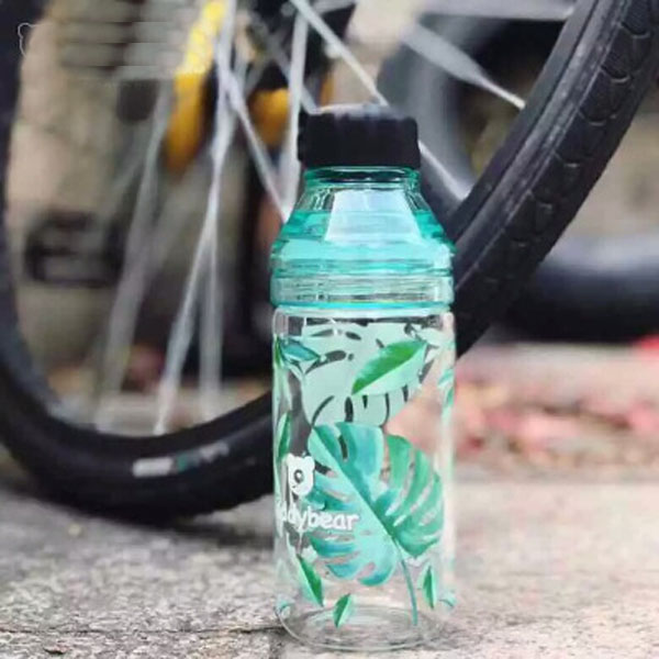Bear milk cover Glass water bottle portable hand cup with cover home creative two-segment