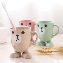 Creative Wheat Straw Water mug cartoon stereo base mouthwash household wash brushing cup wholesale