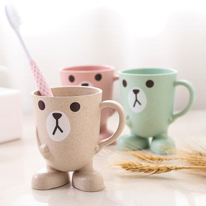 Creative Wheat Straw Water mug cartoon stereo base mouthwash household wash brushing cup wholesale