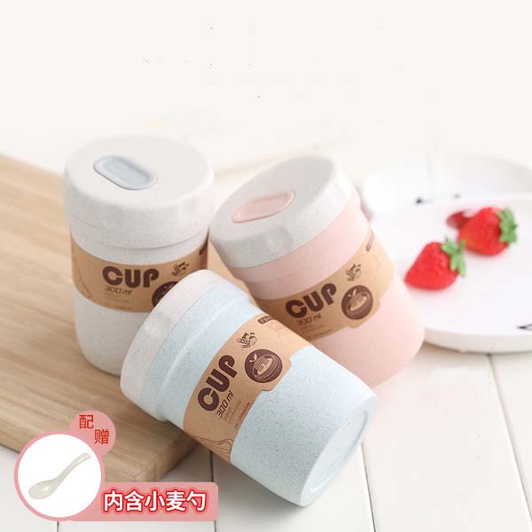 Wheat straw breakfast portable wheat heat preservation water bottle