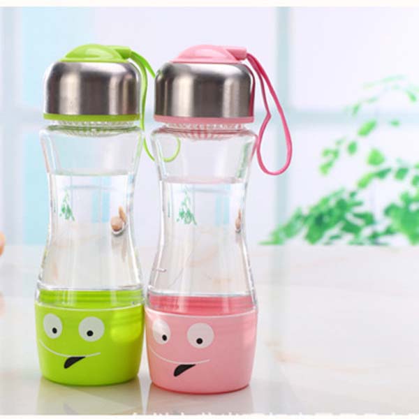 Stainless steel cover filter screen scented tea plastic bottle student couple portable bottle