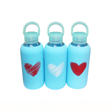 Customized Logo 500ml Glass Drink Water Bottle With Silica Cover