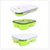 Custom Food Child Foldable Collapsible 2 3 Compartment School Silicone Bento Lunch Box for Kids Adult