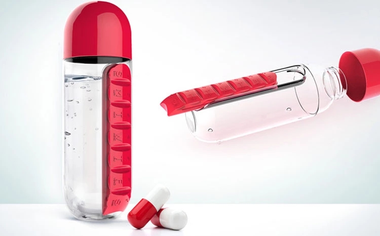 New Product Bottle Plastic Water Bottle Weekly 7 Day Round Rotating Press Button Plastic Pill Tablet Capsule Box