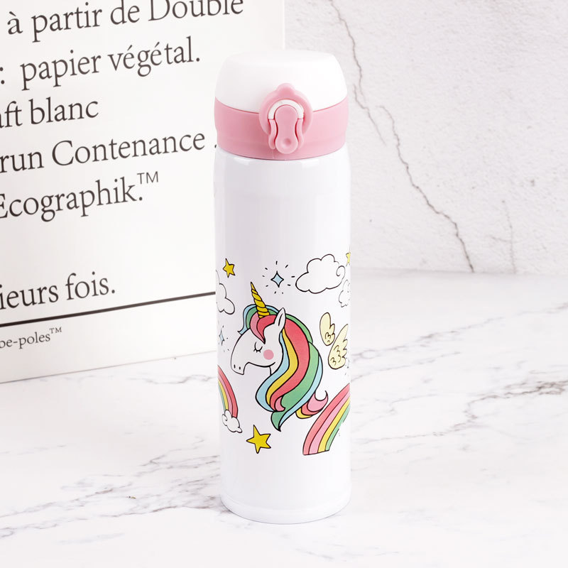 Cute Cartoon Unicorn Thermal Insulation Water Bottles Large-capacity Kettles Portable& Applicable For Outdoor Sports