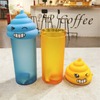 Cartoon Funny Multi Color Dull Polish Plastic Water Bottle With Cove