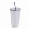 New Custom Logo Pink Sliver Couple Coffee Cup With Straw Stainless Steel Water Bottles