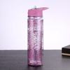 New arrival wholesale double wall glitter water bottle sport clear plastic water bottle with straw
