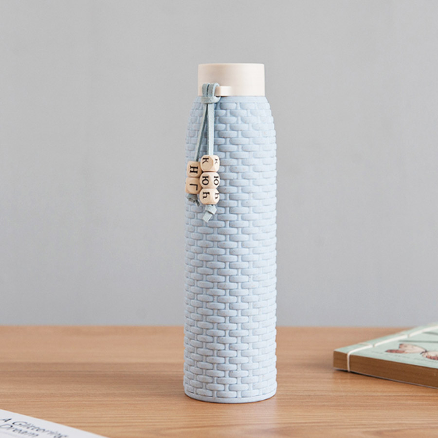 Double wall thick biodegradable glass water bottle with rope