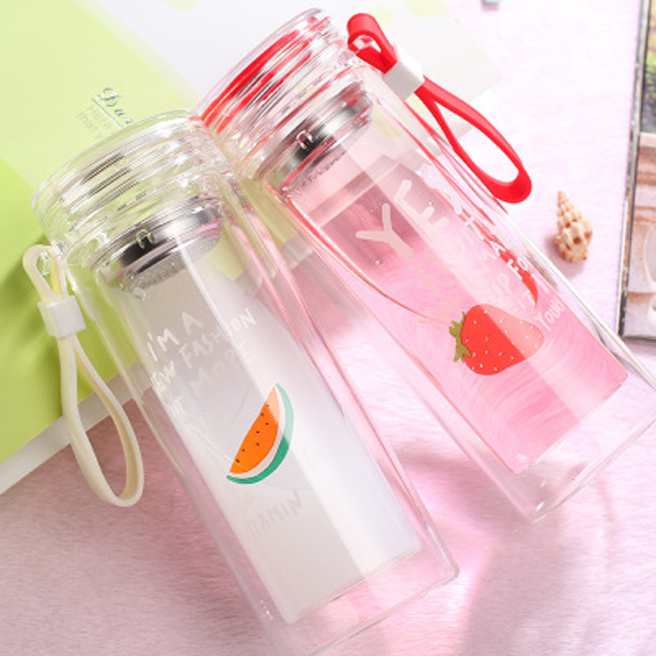 Creative Double Pineapple glass female portable heat-resistant fruit teacup Summer Strawberry Water cup gift customization