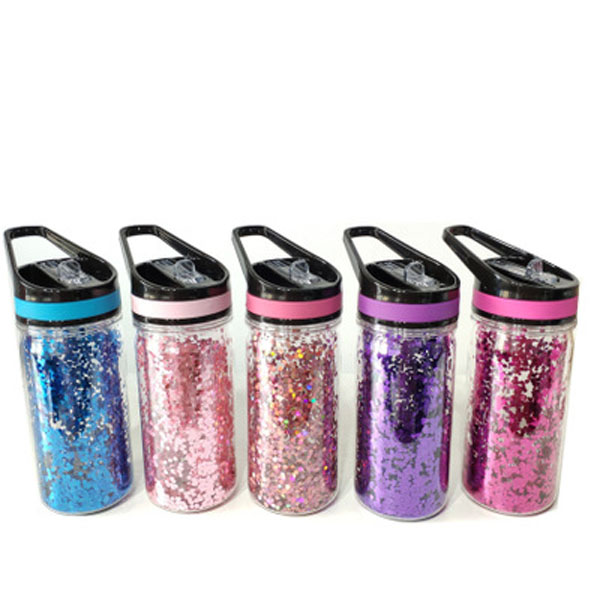 New portable double-layer plastic water bottle custom logo