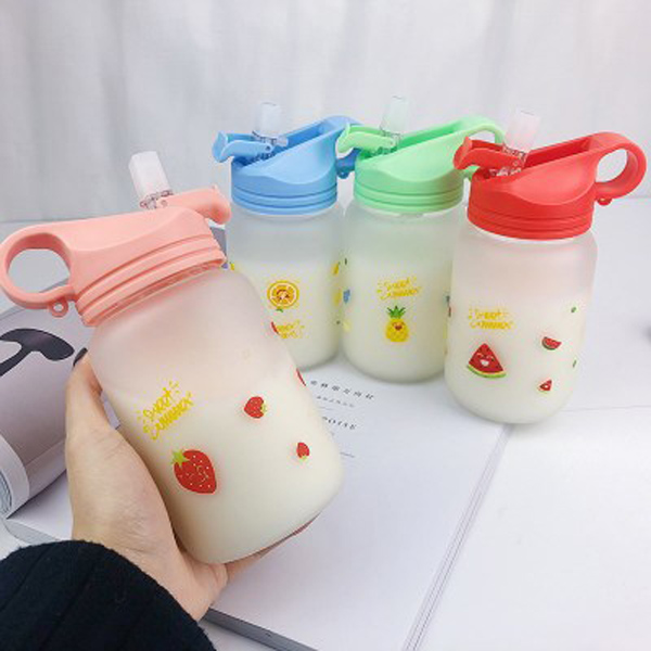 Factory new couple Frosted glass home at any time portable large capacity with straw water cup customizable