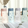 Flowers fashion warm glass silicone rope outdoor students high boron silicon water bottle