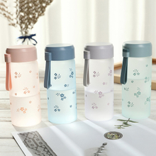 Flowers fashion warm glass silicone rope outdoor students high boron silicon water bottle