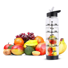 Large Infused Fruit Water Infusion Bottles Time Markings Leak Proof Sport BPA Free Straw Travel Water Bottle
