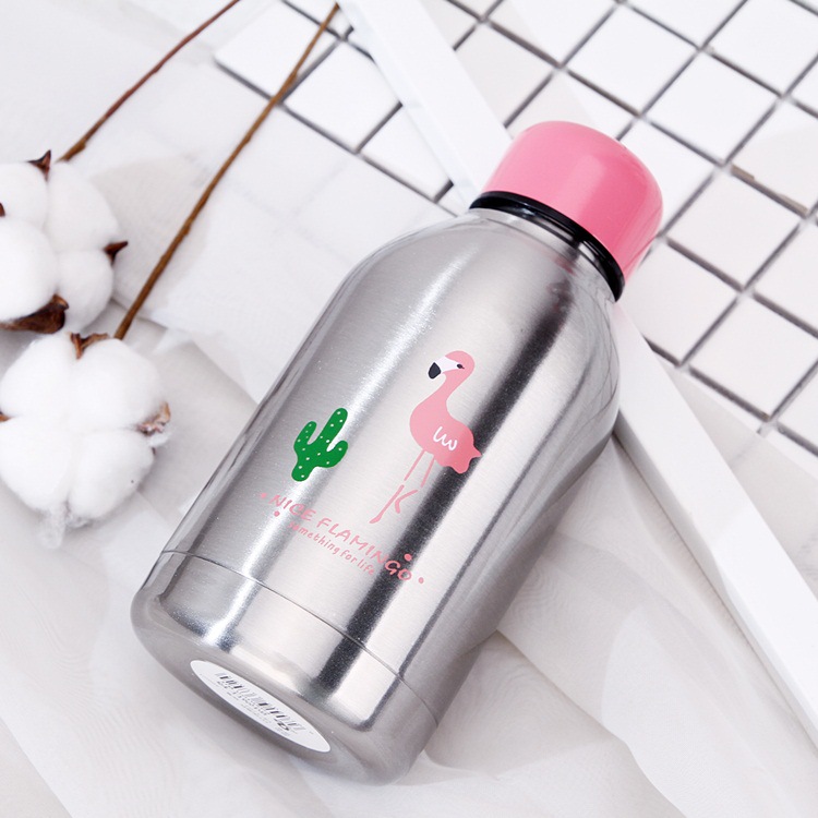 300ml insulated stainless steel water bottle flamingo couple bottle