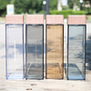 500ml Hot Selling Square Shaped Drinking Water Bottle With Wood Lid 
