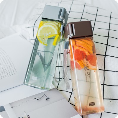 Korean Harajuku Water Cup Female Cute Student Korean Version Personality Creative Trend Plastic Cup Square Simple Handcup