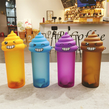 Cartoon Funny Multi Color Dull Polish Plastic Water Bottle With Cove