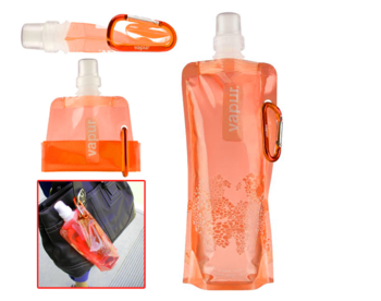 Customized print soft foldable collapsible water bottle with carabiner (2)