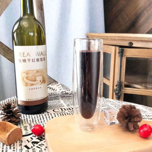 Heat-resistant high boron silicon double glass custom logo Creative Champagne Cup high-grade red glass new transparent water cup