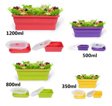4 pcs silicone lunch box set, food container, foldable silicone lunch box set