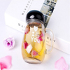  Office with cover Water Cup creative transparent flower tea cup portable cute Custom Tea glass