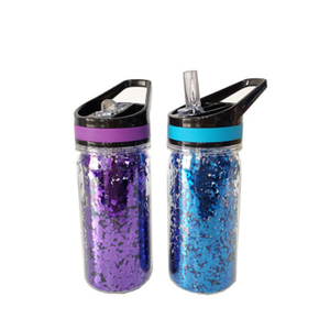 New portable double-layer plastic water bottle custom logo